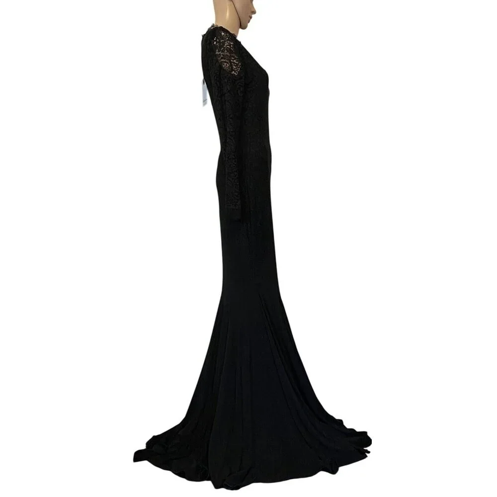 $3500 NWT Blumarine 46 10 Trumpet Dress Mermaid Gown Stretch Evening Black Knit